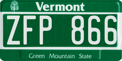 VT license plate ZFP866
