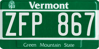 VT license plate ZFP867