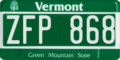 VT license plate ZFP868