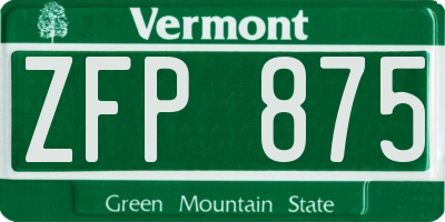 VT license plate ZFP875