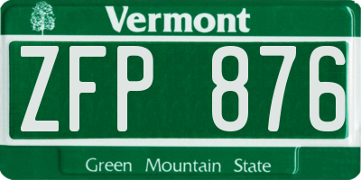 VT license plate ZFP876