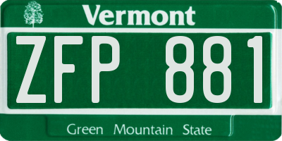 VT license plate ZFP881