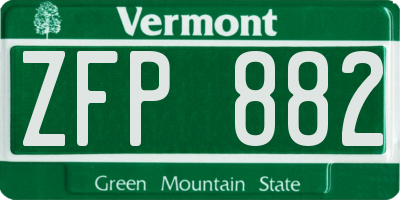 VT license plate ZFP882