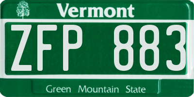 VT license plate ZFP883
