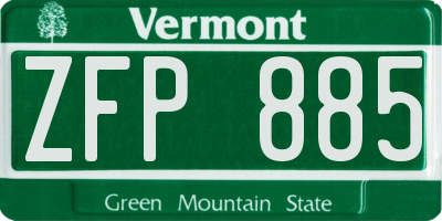 VT license plate ZFP885