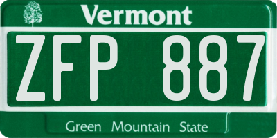 VT license plate ZFP887