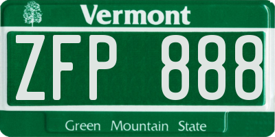 VT license plate ZFP888