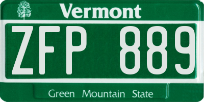 VT license plate ZFP889