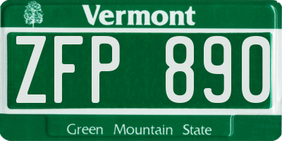 VT license plate ZFP890