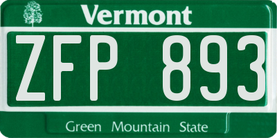 VT license plate ZFP893