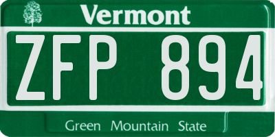 VT license plate ZFP894