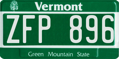 VT license plate ZFP896