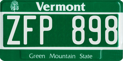 VT license plate ZFP898