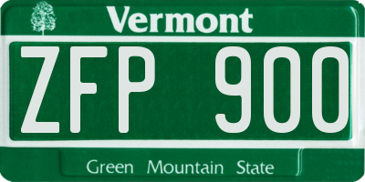 VT license plate ZFP900