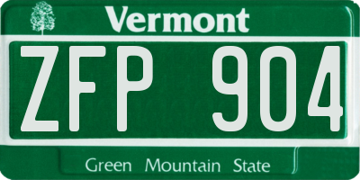 VT license plate ZFP904