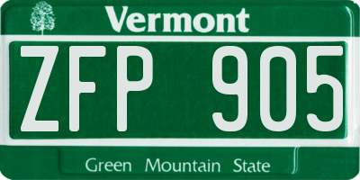 VT license plate ZFP905