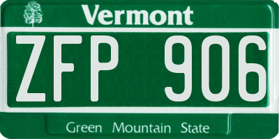 VT license plate ZFP906