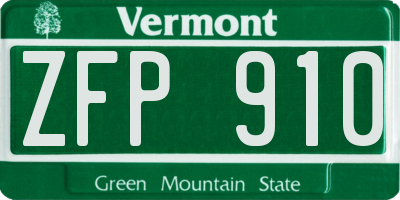 VT license plate ZFP910