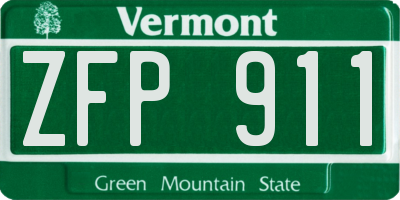 VT license plate ZFP911