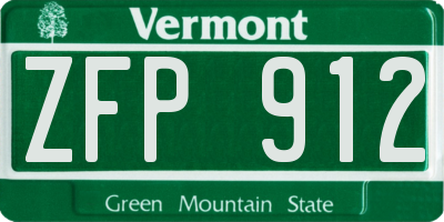 VT license plate ZFP912