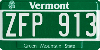 VT license plate ZFP913