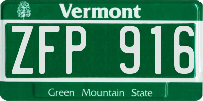 VT license plate ZFP916