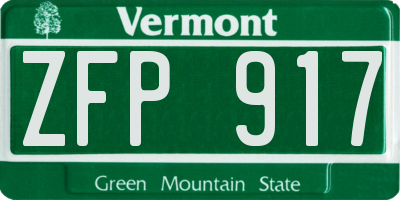 VT license plate ZFP917