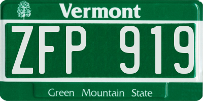 VT license plate ZFP919