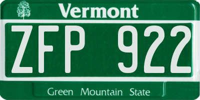 VT license plate ZFP922