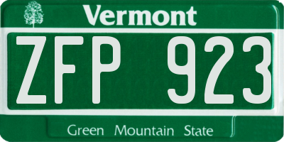 VT license plate ZFP923