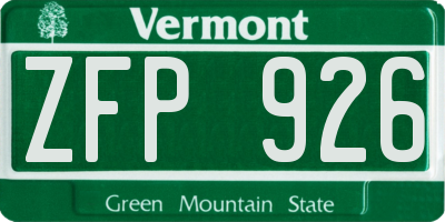 VT license plate ZFP926