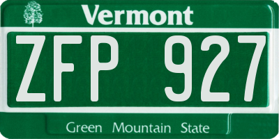VT license plate ZFP927