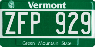 VT license plate ZFP929