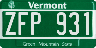 VT license plate ZFP931