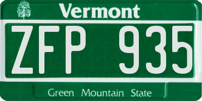 VT license plate ZFP935