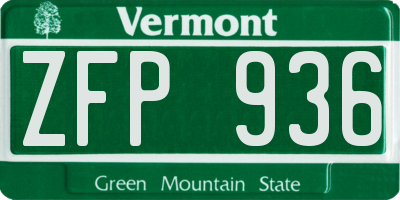 VT license plate ZFP936