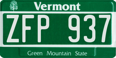 VT license plate ZFP937
