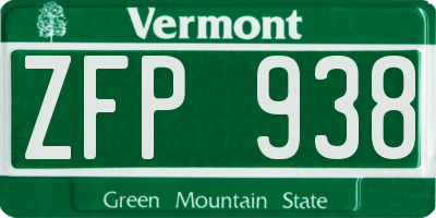 VT license plate ZFP938
