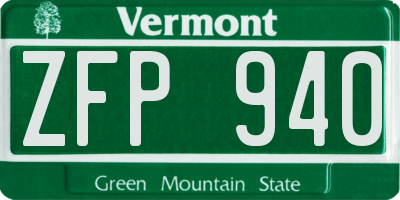 VT license plate ZFP940