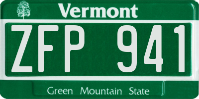 VT license plate ZFP941