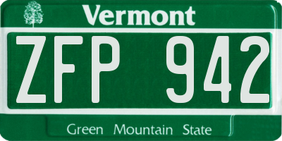 VT license plate ZFP942