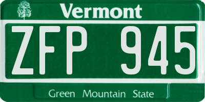 VT license plate ZFP945