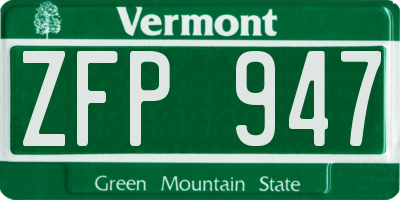 VT license plate ZFP947