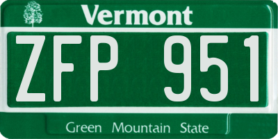VT license plate ZFP951