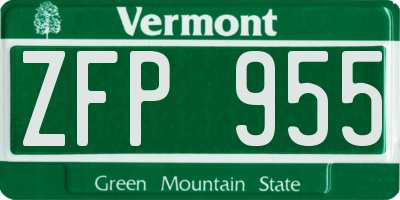 VT license plate ZFP955
