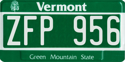 VT license plate ZFP956