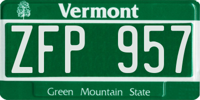 VT license plate ZFP957