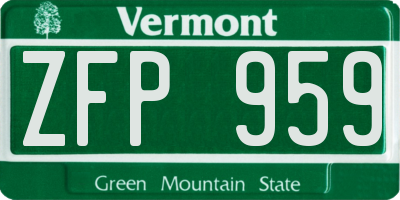 VT license plate ZFP959