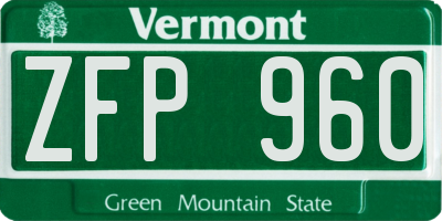 VT license plate ZFP960