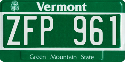 VT license plate ZFP961